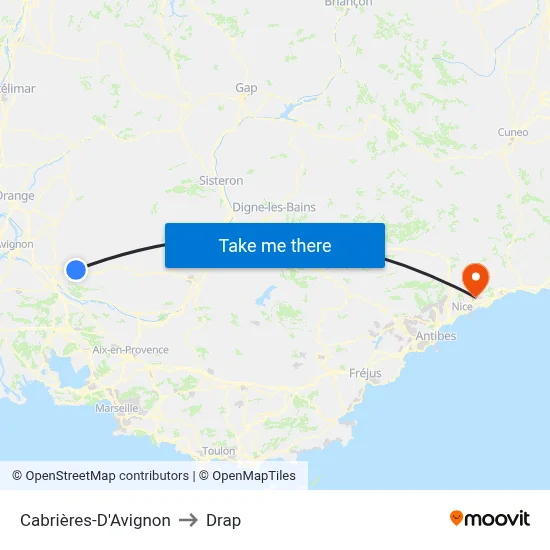 Cabrières-D'Avignon to Drap map