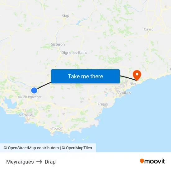 Meyrargues to Drap map