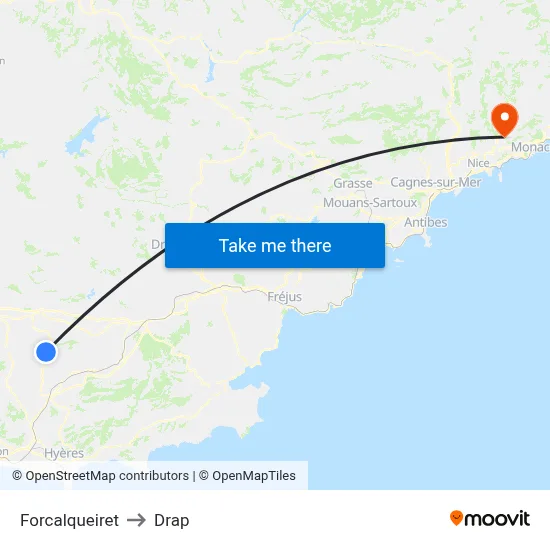 Forcalqueiret to Drap map