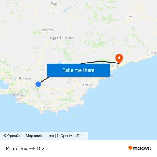 Pourcieux to Drap map