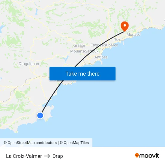 La Croix-Valmer to Drap map