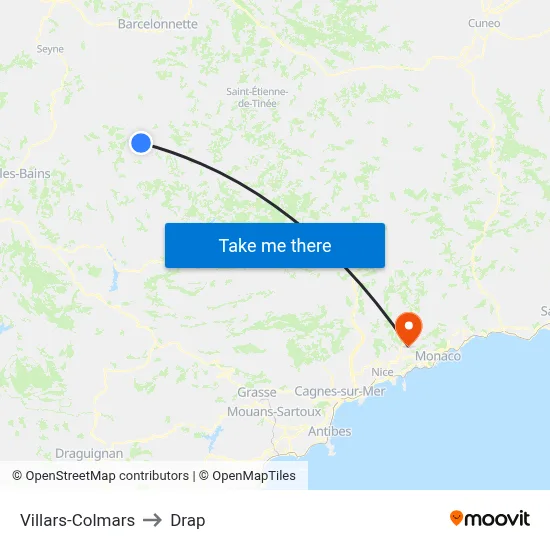 Villars-Colmars to Drap map