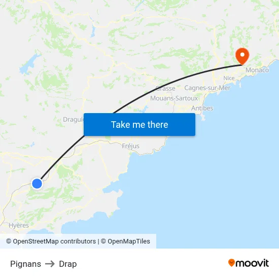 Pignans to Drap map