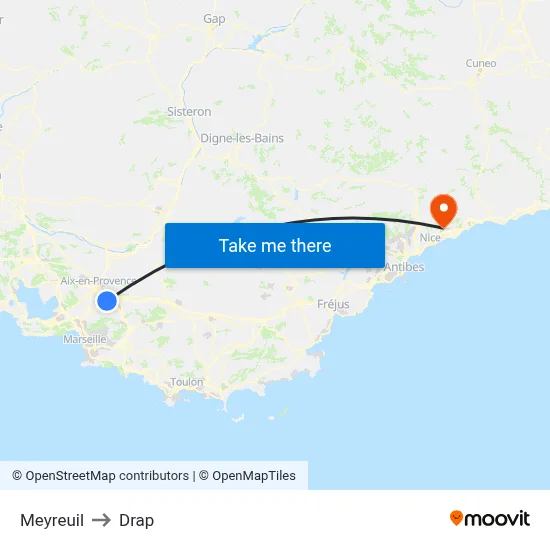 Meyreuil to Drap map