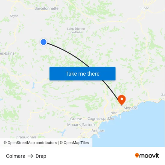 Colmars to Drap map