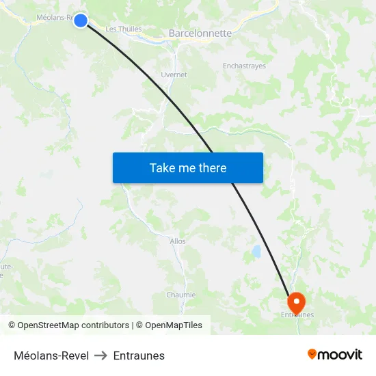 Méolans-Revel to Entraunes map