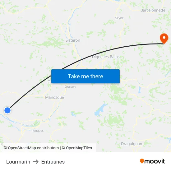 Lourmarin to Entraunes map