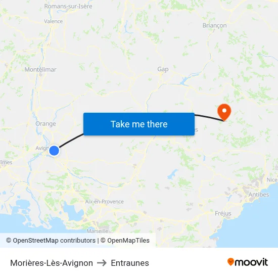 Morières-Lès-Avignon to Entraunes map