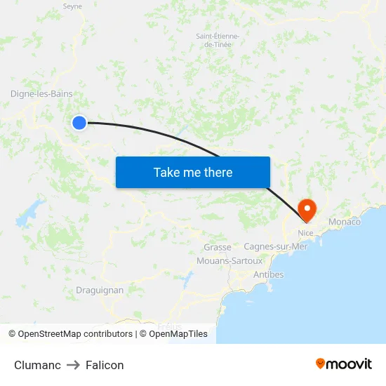 Clumanc to Falicon map