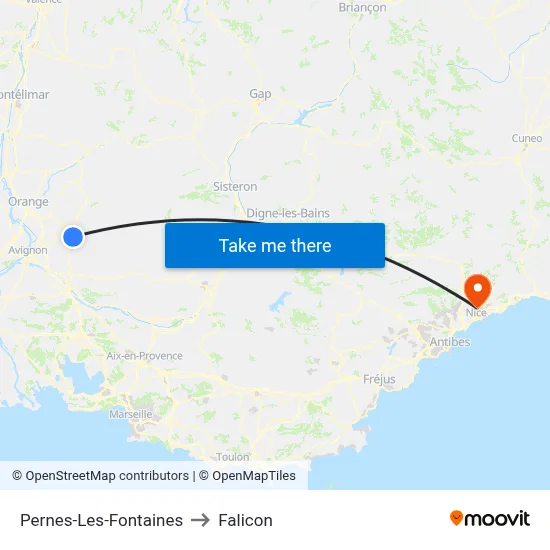 Pernes-Les-Fontaines to Falicon map