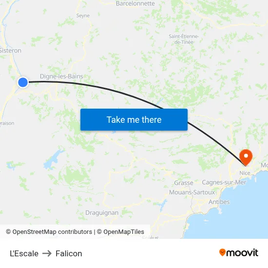 L'Escale to Falicon map