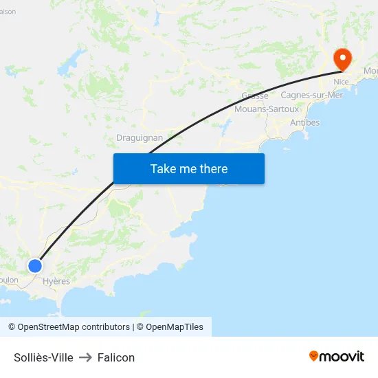 Solliès-Ville to Falicon map