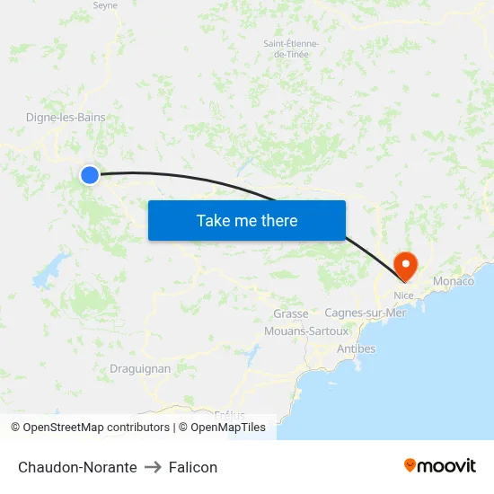 Chaudon-Norante to Falicon map