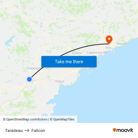 Taradeau to Falicon map