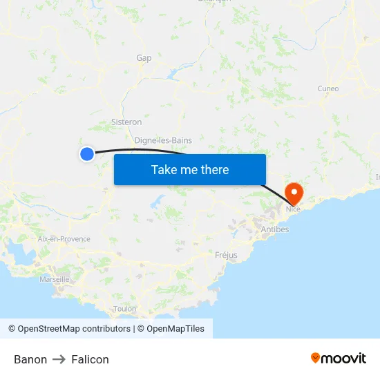 Banon to Falicon map