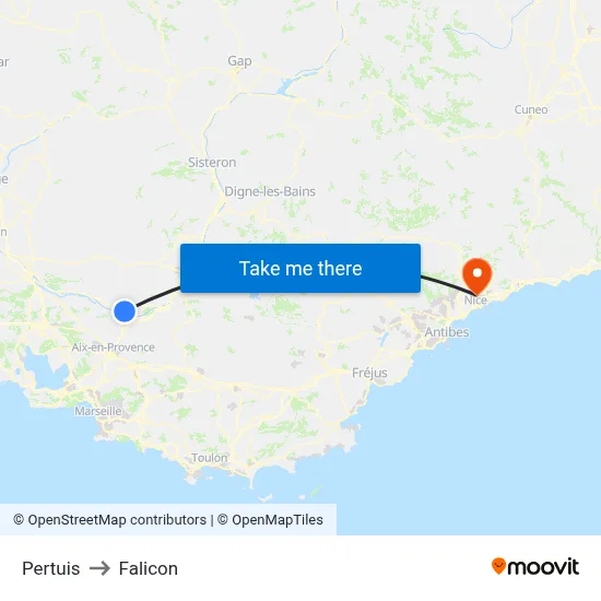 Pertuis to Falicon map