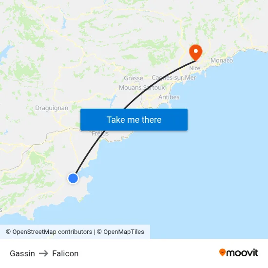Gassin to Falicon map