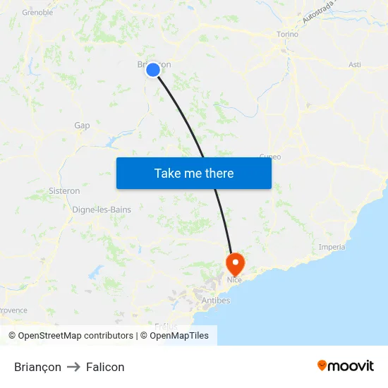 Briançon to Falicon map
