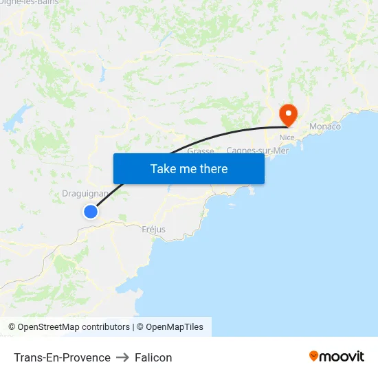 Trans-En-Provence to Falicon map