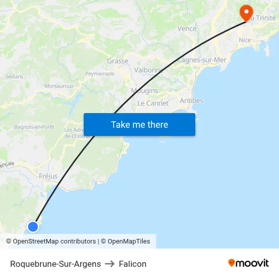 Roquebrune-Sur-Argens to Falicon map