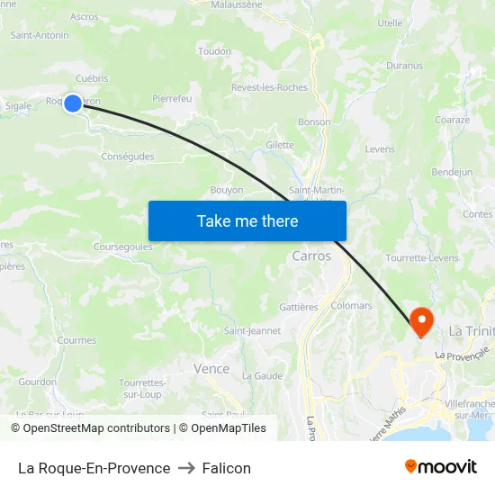 La Roque-En-Provence to Falicon map