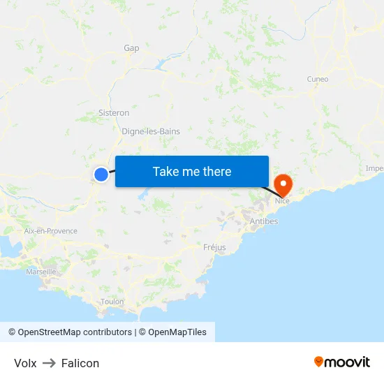 Volx to Falicon map