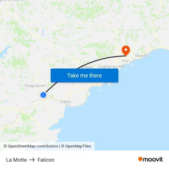 La Motte to Falicon map