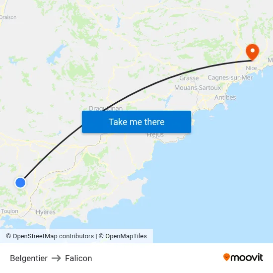 Belgentier to Falicon map