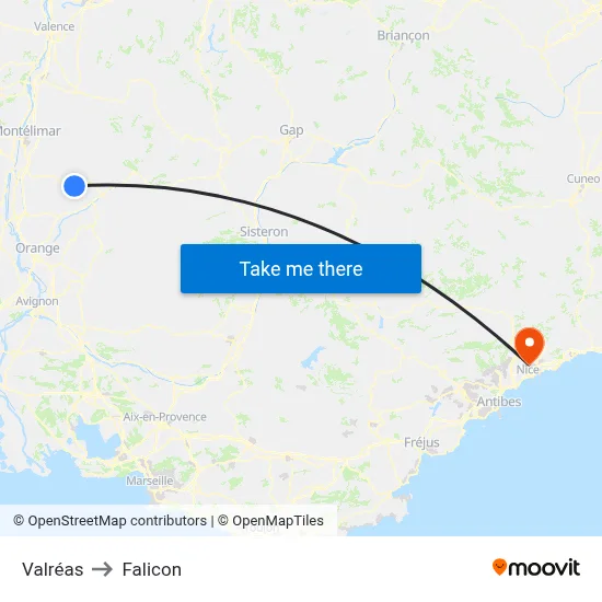 Valréas to Falicon map