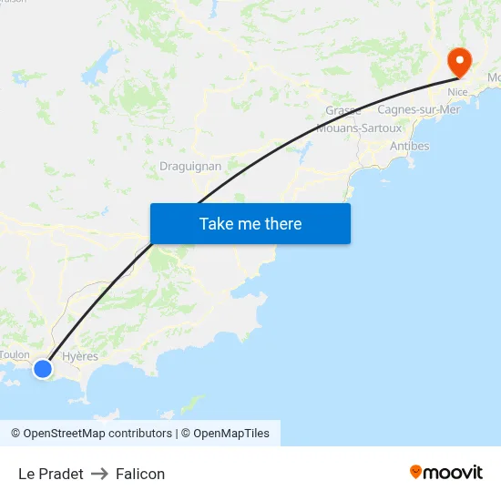 Le Pradet to Falicon map