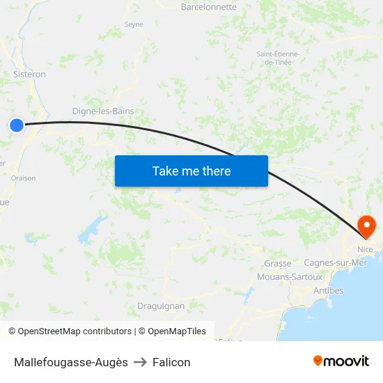Mallefougasse-Augès to Falicon map