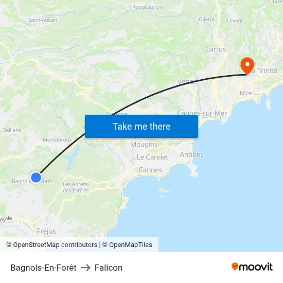 Bagnols-En-Forêt to Falicon map