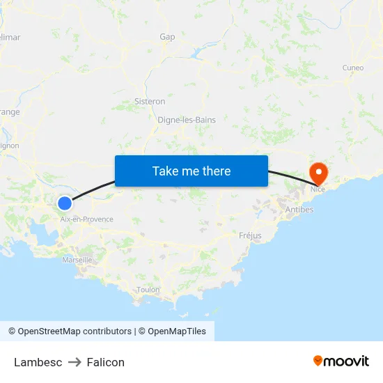 Lambesc to Falicon map