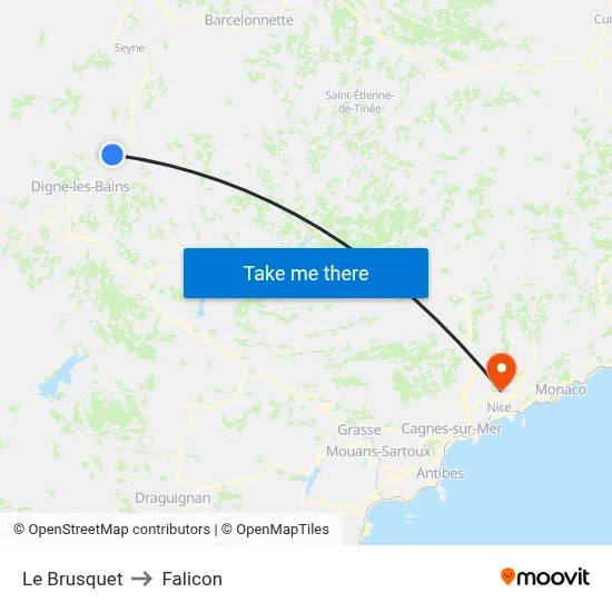 Le Brusquet to Falicon map