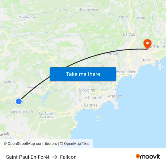 Saint-Paul-En-Forêt to Falicon map