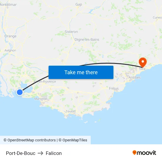 Port-De-Bouc to Falicon map