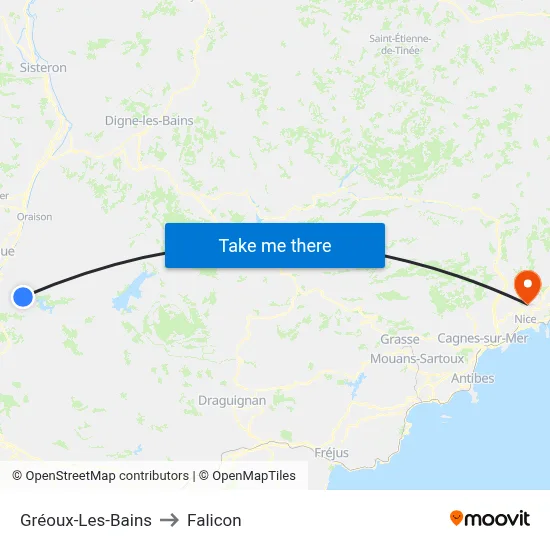 Gréoux-Les-Bains to Falicon map