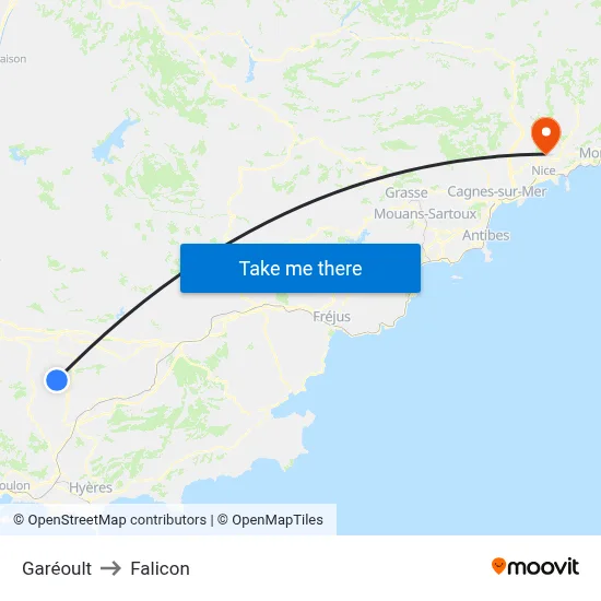 Garéoult to Falicon map