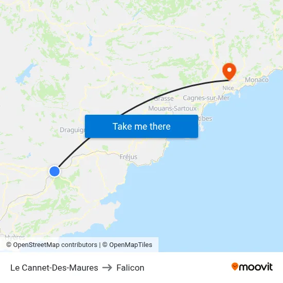 Le Cannet-Des-Maures to Falicon map