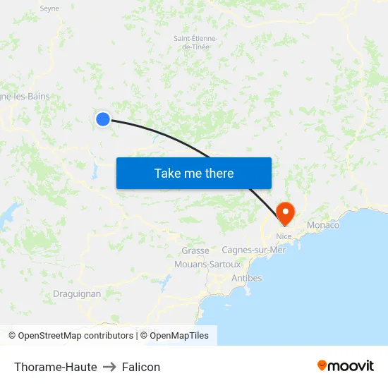 Thorame-Haute to Falicon map