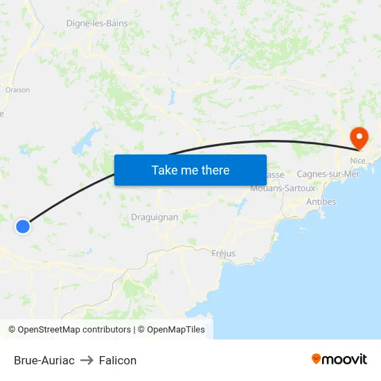 Brue-Auriac to Falicon map