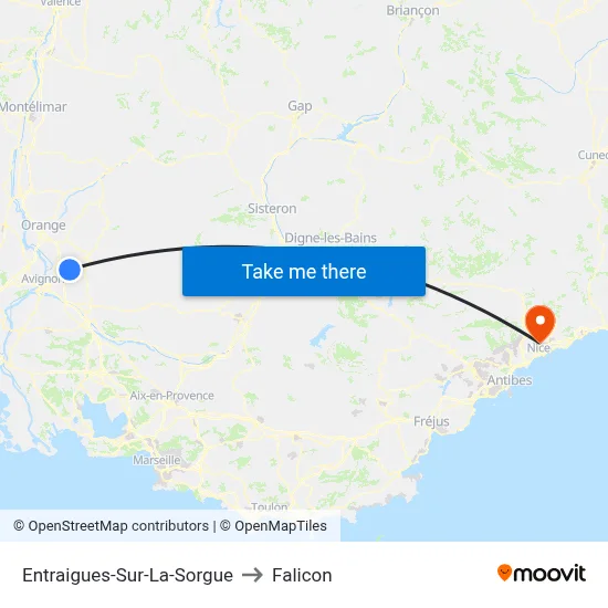 Entraigues-Sur-La-Sorgue to Falicon map