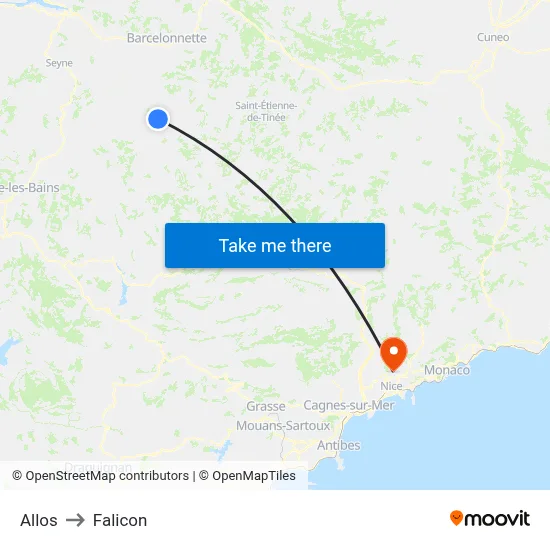 Allos to Falicon map