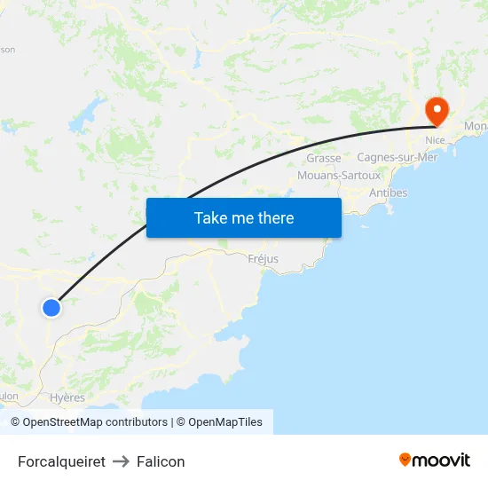 Forcalqueiret to Falicon map