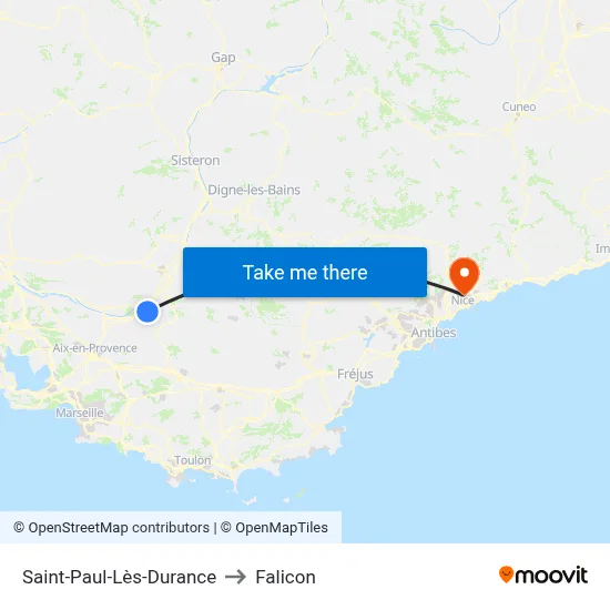 Saint-Paul-Lès-Durance to Falicon map