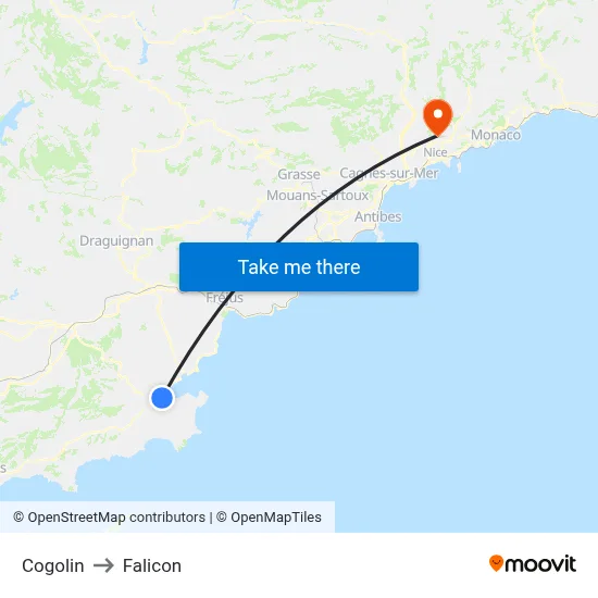 Cogolin to Falicon map