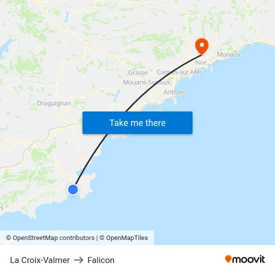 La Croix-Valmer to Falicon map