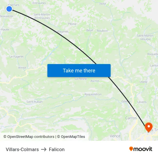 Villars-Colmars to Falicon map
