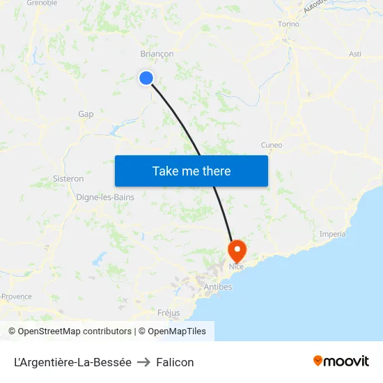 L'Argentière-La-Bessée to Falicon map