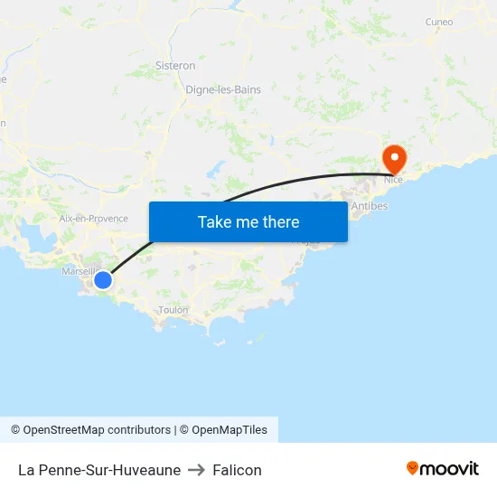 La Penne-Sur-Huveaune to Falicon map